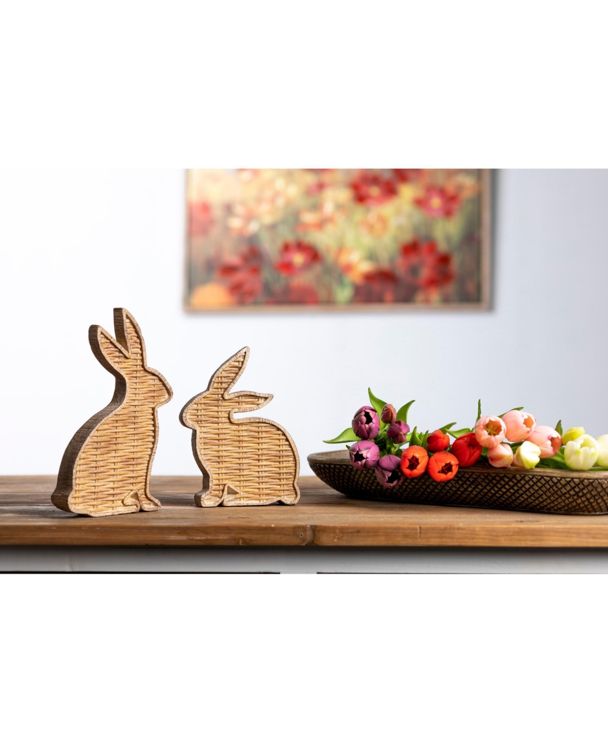 Slickblue Wicker Rabbit Decor (Set of 2) - Brown
