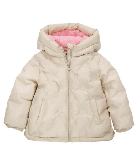 Куртка Rokka&Rolla Fleece Lined Heart Puffer Jacket 2T-5T для девочек-малышей, цвет: Слоновая кость