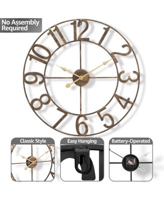 32 inch Large Wall Clock for Living Room Decor (White)