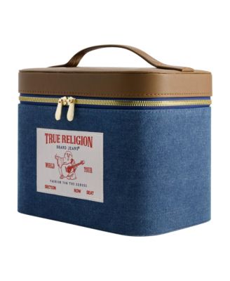 large Denim Cosmetic case with mirror
