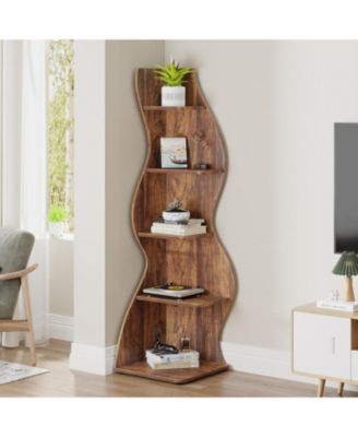 5-Tier Corner Shelf – Stylish Wall-Mounted Bookcase & Plant Stand for Living Room or Home Office