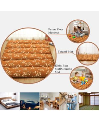 Futon Mattress Full Size, Floral Print Floor Mattress Pad Portable Dorm Sleeping Pad, 54"x 80"