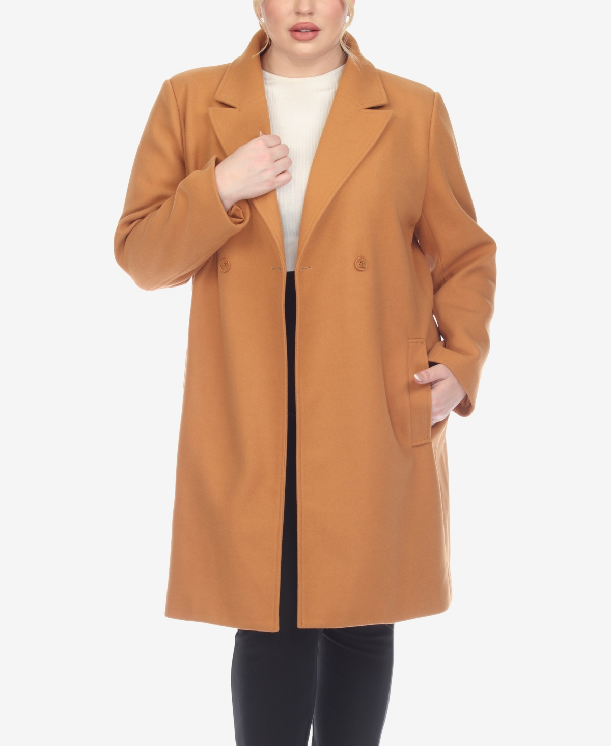 White Mark Plus Size Classic Walker Coat In Brown