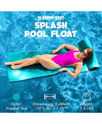 Splash 1.25" Thick Foam Swimming Pool Float Mat, Tropical Teal