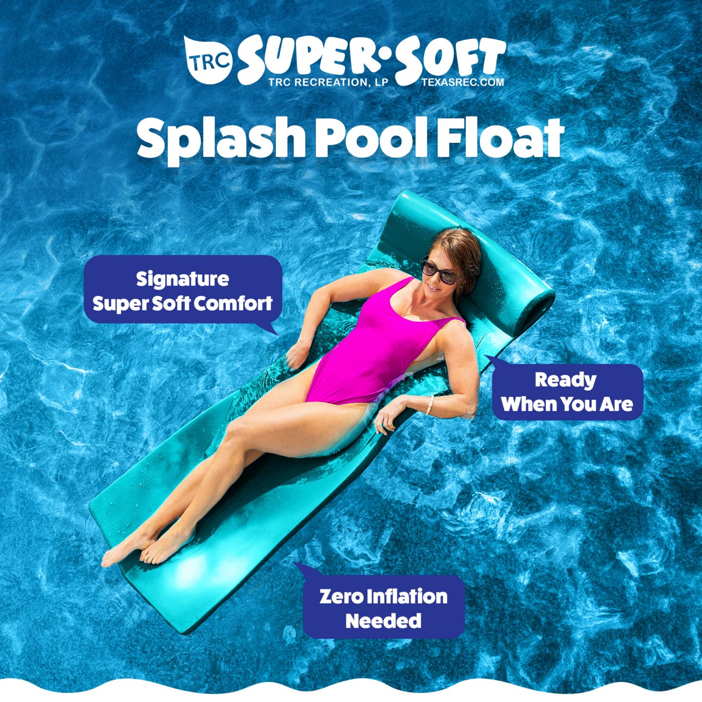 Детская игрушка TRC Recreation Splash 1.25" Thick Foam Swimming Pool Float Mat, Tropical Teal — фото 8