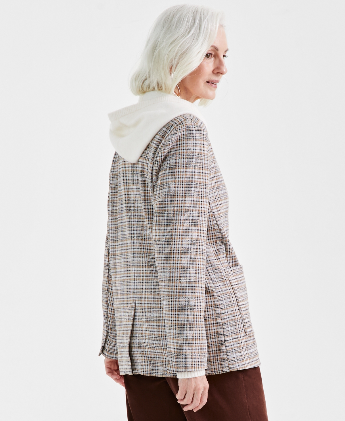 Style & Co Women'sLong-Sleeve Blazer, Created for Macy's - Plaid