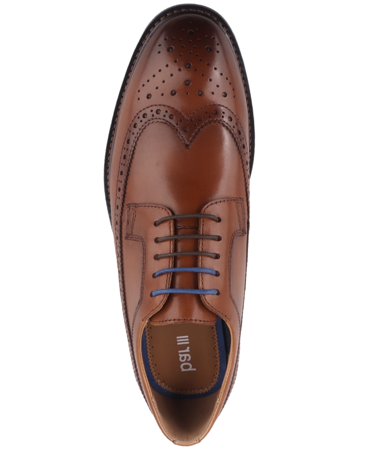 Bar Iii Men's Asherr Long Wing Brogue Leather Dress Shoes, Created For Macy's In Tan Leather