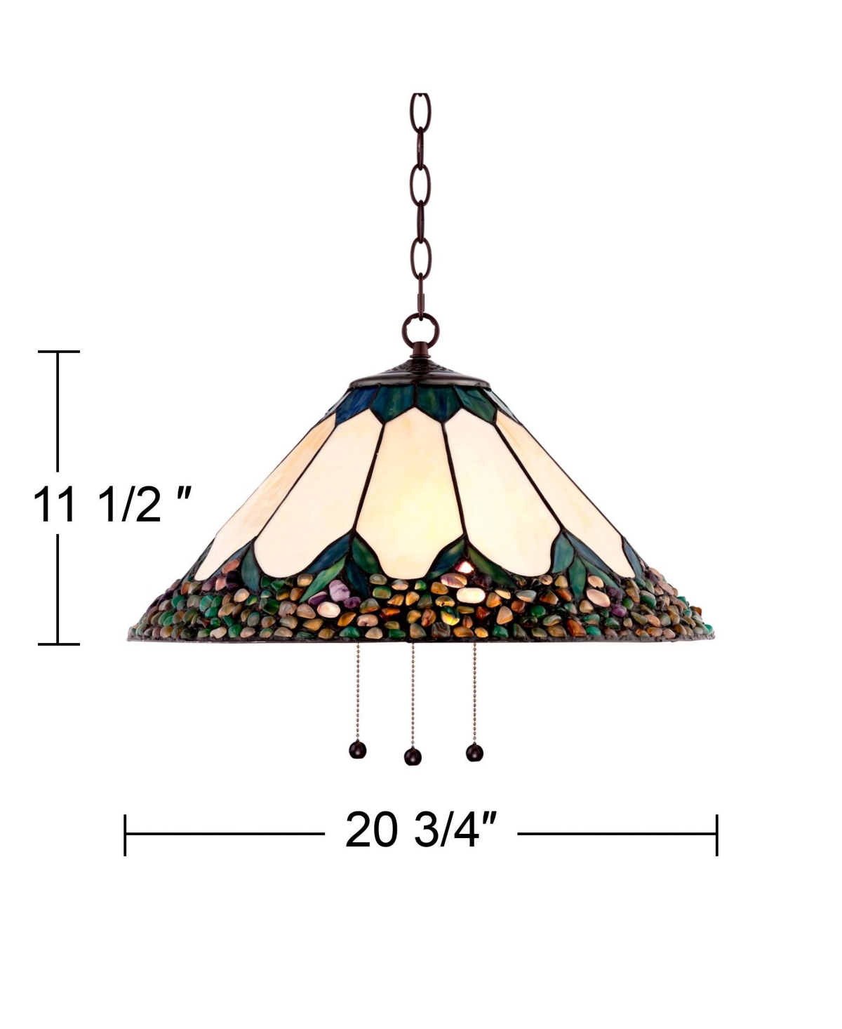 Robert Louis Tiffany River Stone Bronze Plug In Swag Pendant Chandelier Light Fixture 20 3/4