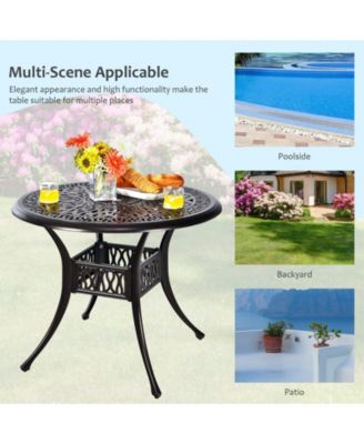 36 Inch Patio Round Dining Bistro Table with Umbrella Hole