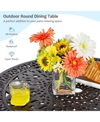 36 Inch Patio Round Dining Bistro Table with Umbrella Hole