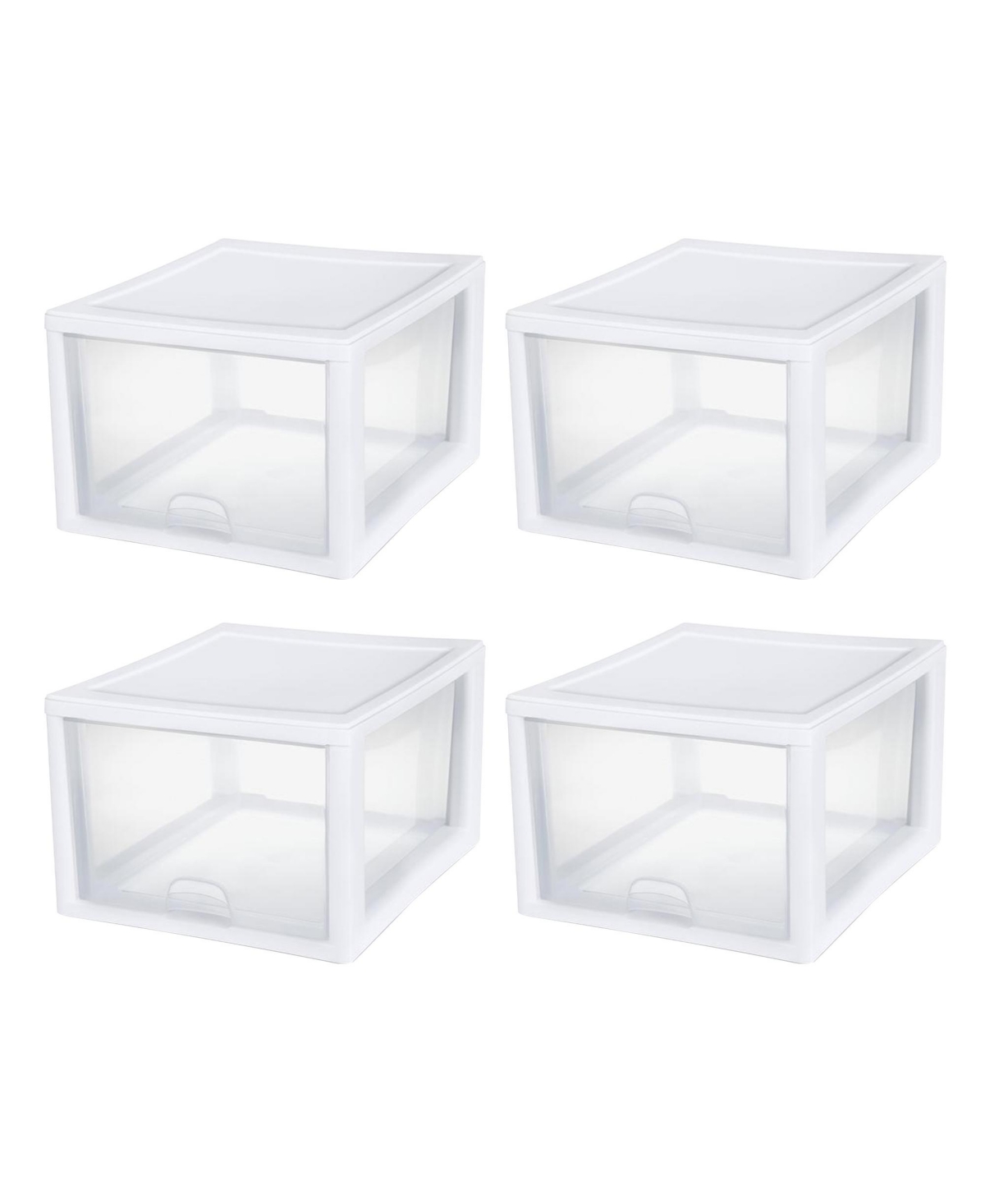 27 Quart Stacking Storage Drawer, Stackable Plastic Bin Drawer, 4 Pack - White