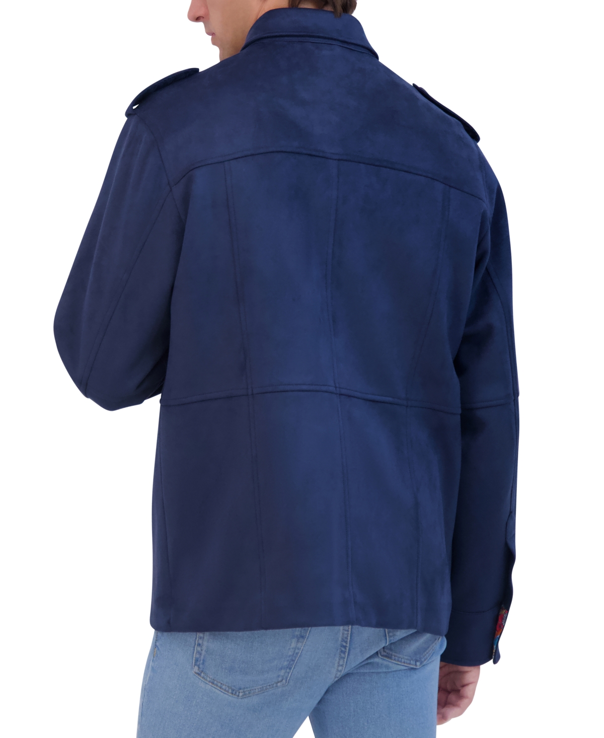 Robert Graham Men's Faux Suede Utility Overshirt Jacket In Blue