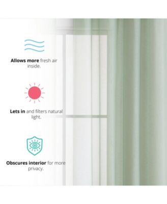 2 Piece Semi Sheer Voile Window Curtain Drapes Grommet Panels for Bedroom, Living Room & Kids Room