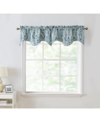 Paris Paisley Thermal Insulated Decorative Rod Pocket Short Scalloped Curtain Valance for Kitchen, Bathroom, Basement and Small Windows