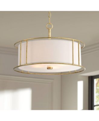 Kahna Painted Gold Pendant Chandelier 20" Wide Modern Metal Cage Frosted Tempered Round Glass Shade 4-Light Fixture for Dining Room House Foyer Kitchen Island Entryway Bedroom - Possini Euro Design