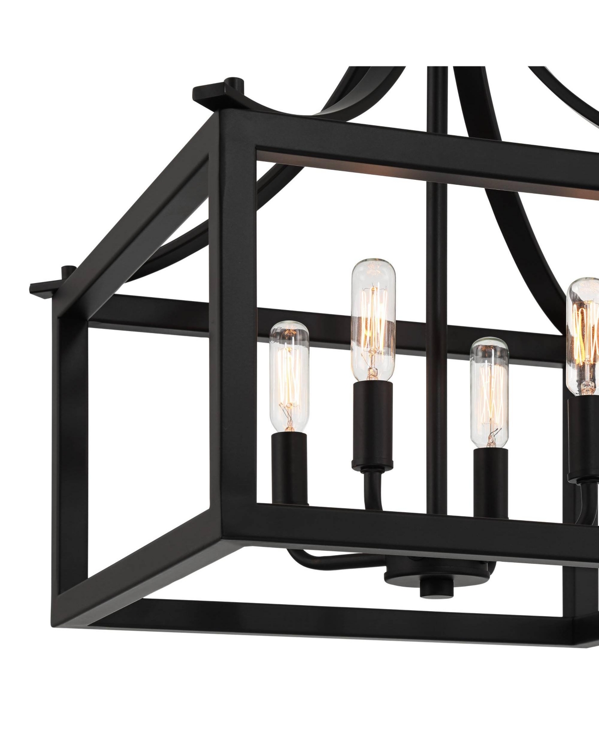 Possini Euro Design Delfina MattePendant Chandelier Wide Modern Open Square Metal Cage 4-Light Fixture for Dining Room House Foyer Kitchen