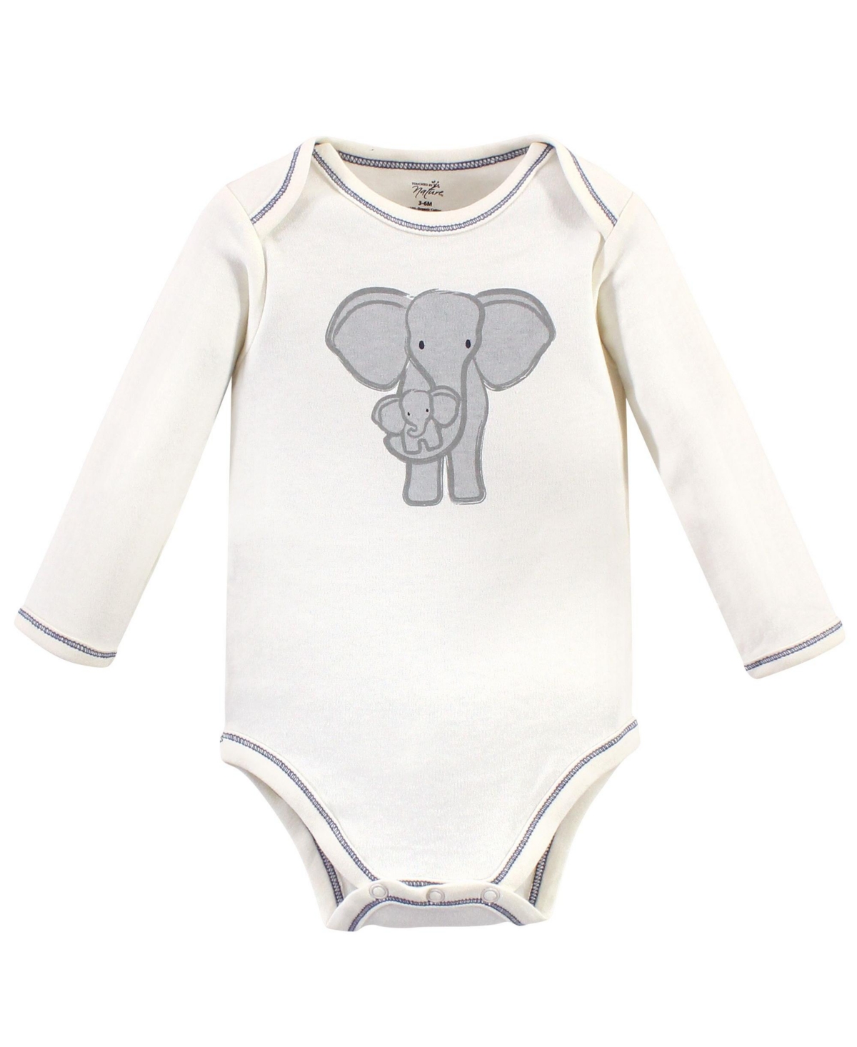 Touched by Nature Baby Girls and Boys Elephant Long-Sleeve Bodysuits, Pack of 5