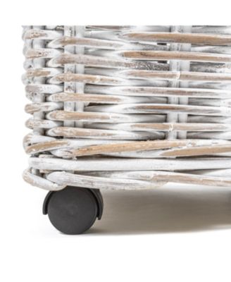 Arbour Rustic Hand-Woven Rattan Nesting Baskets with Wheels and Handles Set of 2