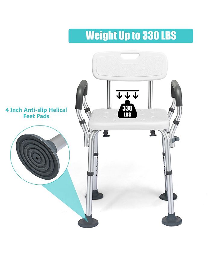 Costway Shower Chair Bathtub Adjustable Height Bench w/ Removable