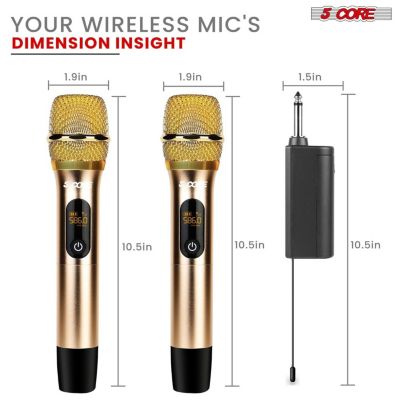 Wireless Microphones Pair UHF Professional Handheld Microfonos Inalambricos Dual Cordless Mic System for Karaoke Singing Wedding DJ Party Speech Church