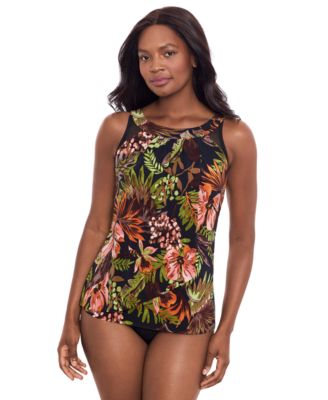 Womens Botanico Ursula Printed Crossover Tankini High Waist Tummy Control Bikini Bottoms