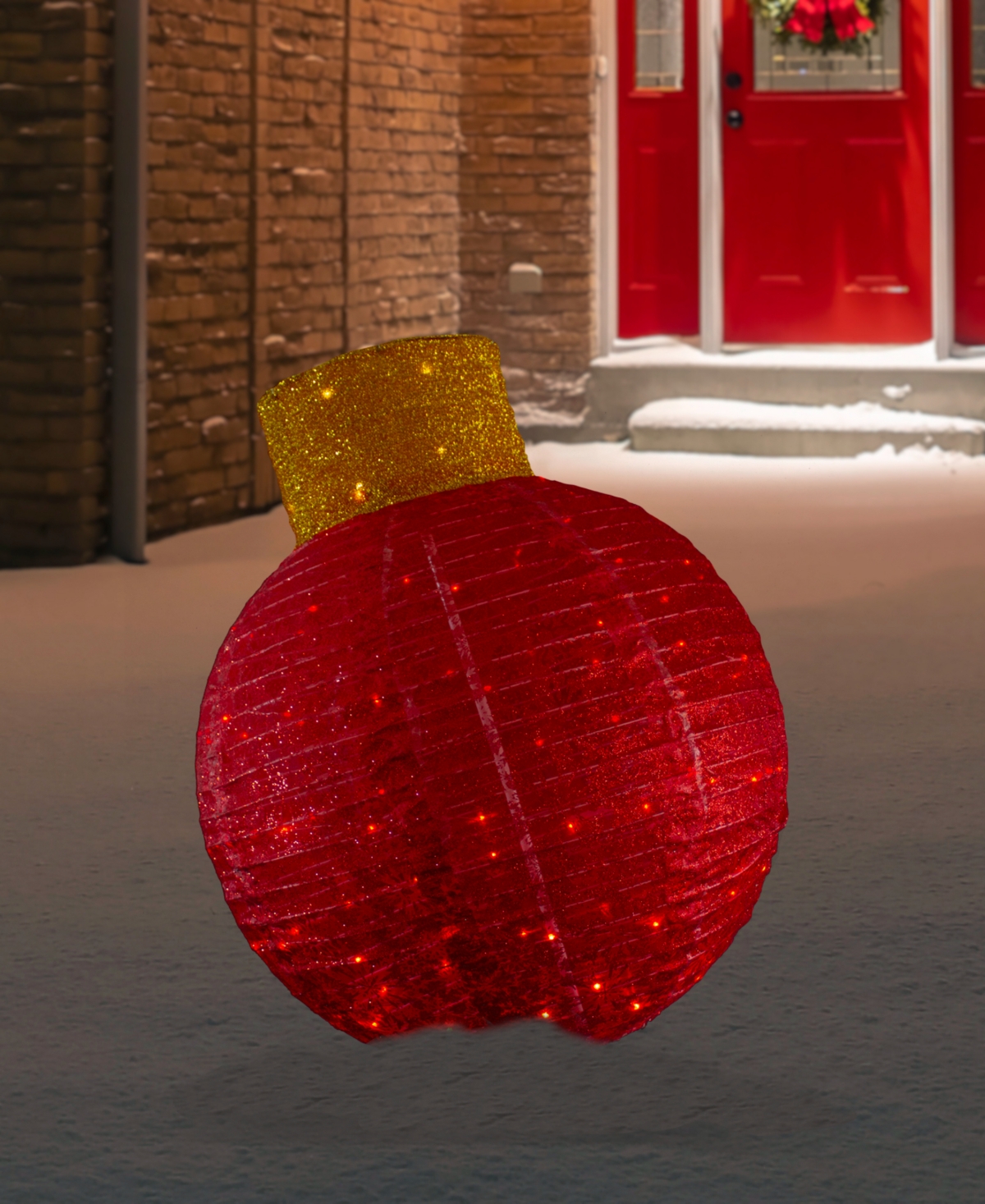Northlight 38in Led Lighted Twinkling Tinsel Ornament Outdoor Display In Red