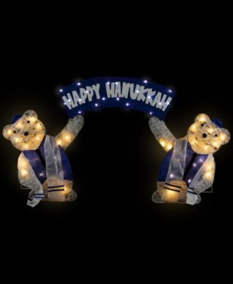 LED Polar Bear "Happy Hanukkah" Sign - 30-Inch