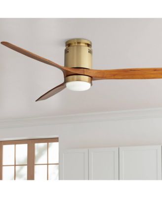 52" Windspun Modern Indoor Ceiling Fan 3 Blade LED Light Remote Control Soft Brass Finish Motor Bedroom Hugger DC Motor