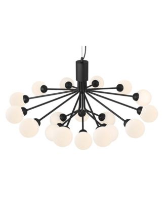 Davina Black Sputnik Chandelier 34 1/2" Wide Mid Century Modern LED White Shades 18-Light for Dining Room