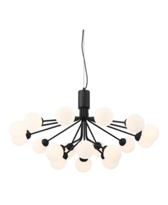 Davina Black Sputnik Chandelier 34 1/2" Wide Mid Century Modern LED White Shades 18-Light for Dining Room