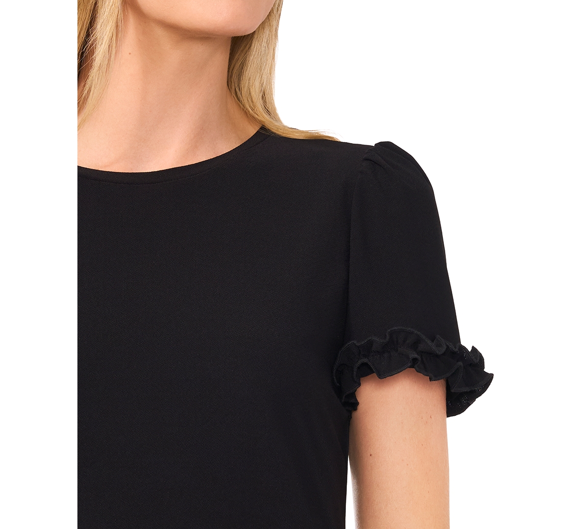 CeCe Women's Short-Sleeve Ruffle-Cuff Knit Top