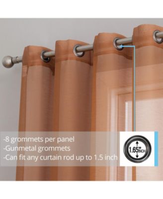 2 Piece Semi Sheer Voile Window Curtain Drapes Grommet Panels for Bedroom, Living Room & Kids Room