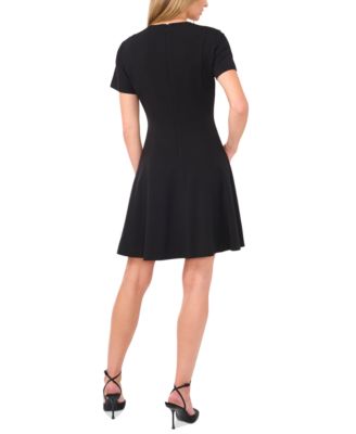cocktail dress a line with sleeves Ever-Pretty Pleated V-Neck 3/4 Sleeves Asymmetrical Hem Cocktail Dress main image 0