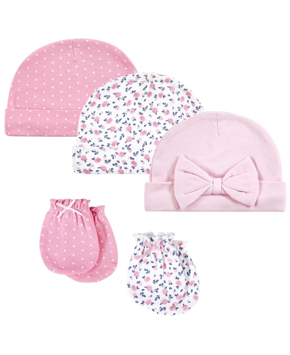 Hudson Baby Baby Girls Hudson 5Pk Cap/Scratch Mitten Set