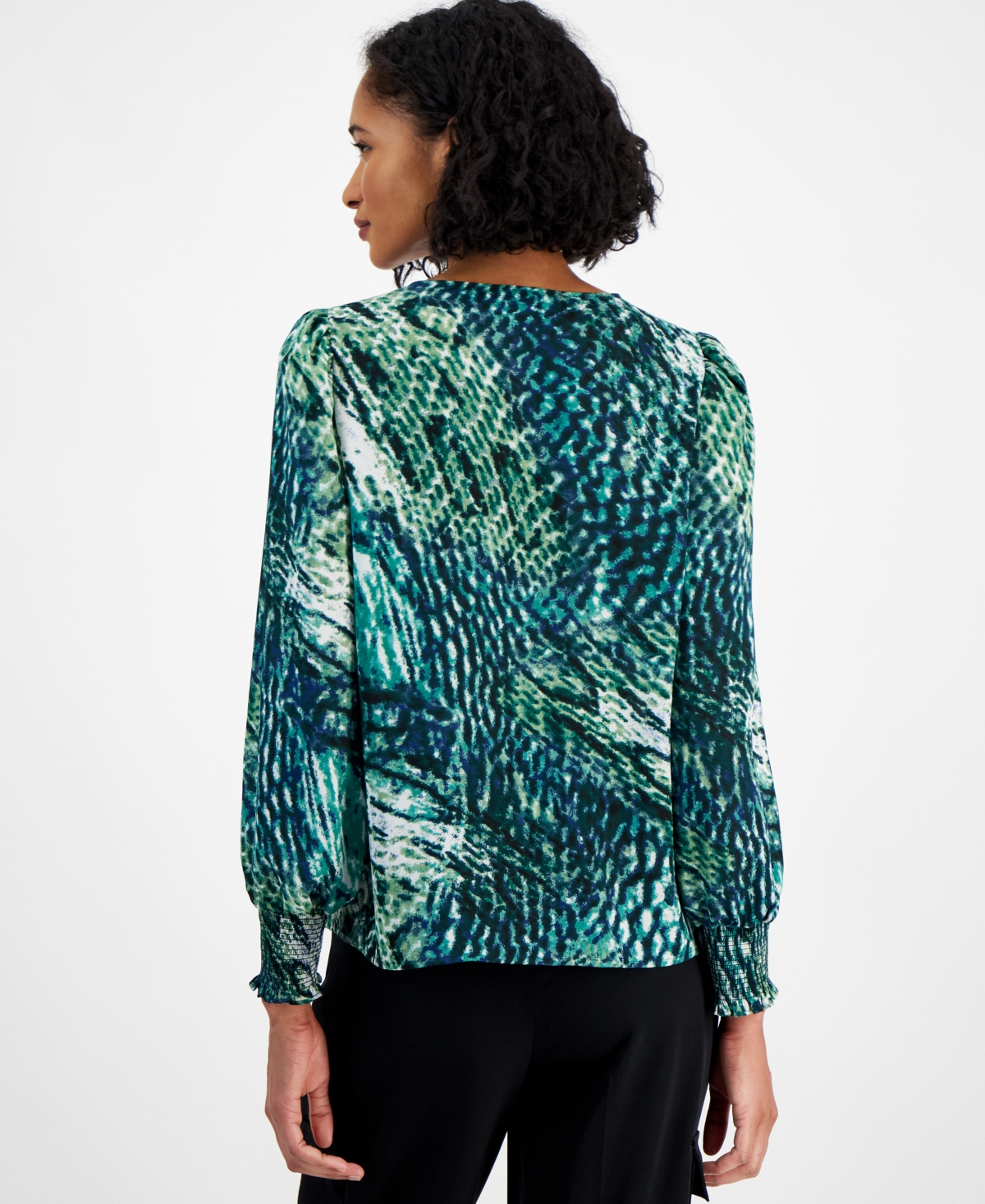 Bar Iii Women's Long-Sleeve V-Neck Blouse, Created for Macy's