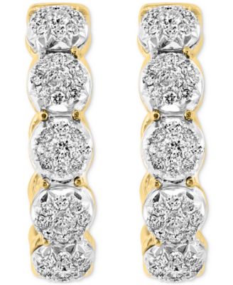 EFFY&reg; Diamond Halo & Open Circle Small Hoop Earrings (1/2 ct. t.w.) in 14k Two-Tone Gold, 0.625"