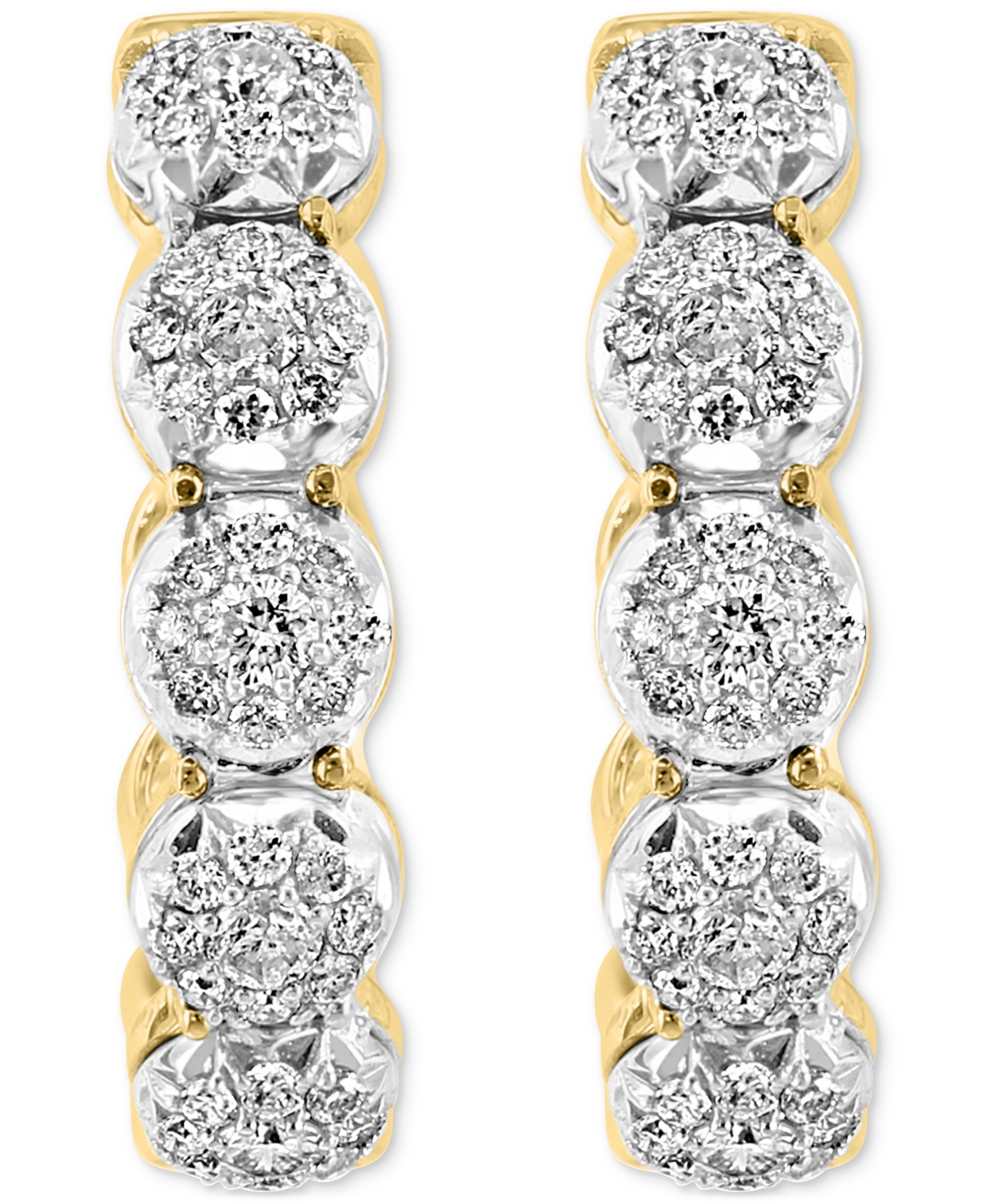 Effy Collection Effy Diamond Halo & Open Circle Small Hoop Earrings (1/2 Ct. T.w.) In 14k Two-tone Gold, 0.625" In Ylw,wht Go