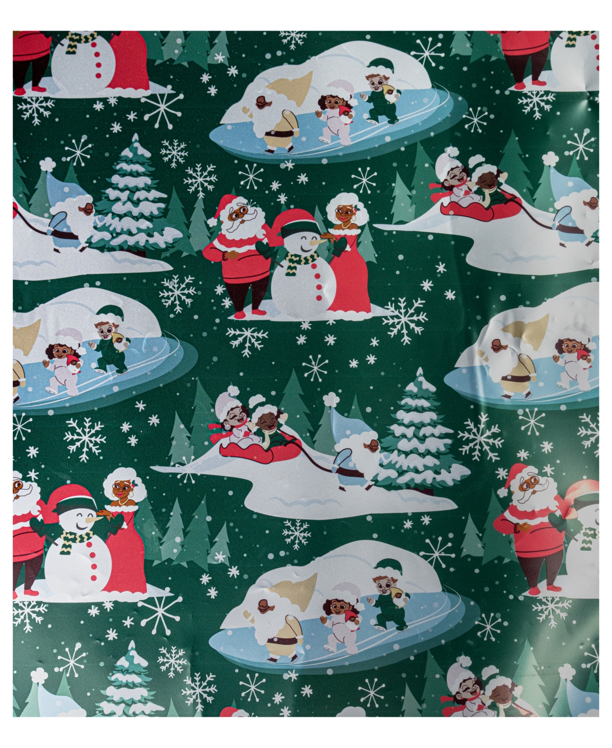 BLACK PAPER PARTY GREEN WINTER FUN FOIL GIFT WRAP 