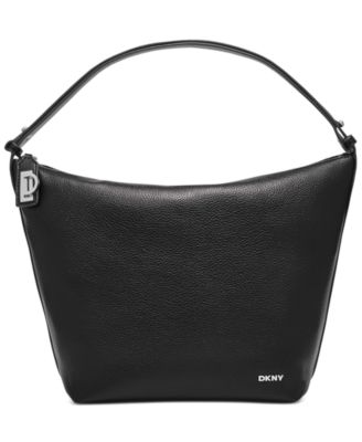 2024 DKNY Large Black Pebbled Leather Hobo Bag