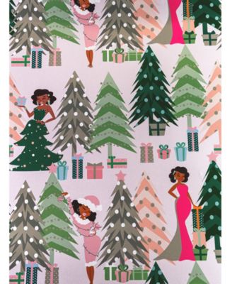 Pink Holly Tree Gift Wrap