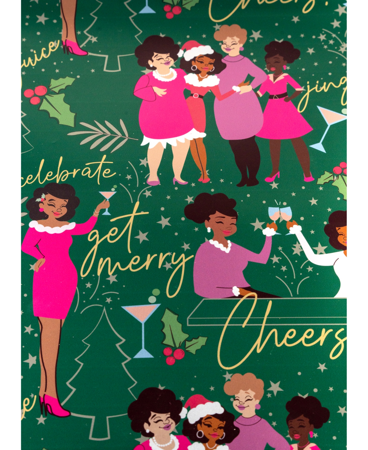 Black Paper PartyCheers Auntie Gift Wrap - Green