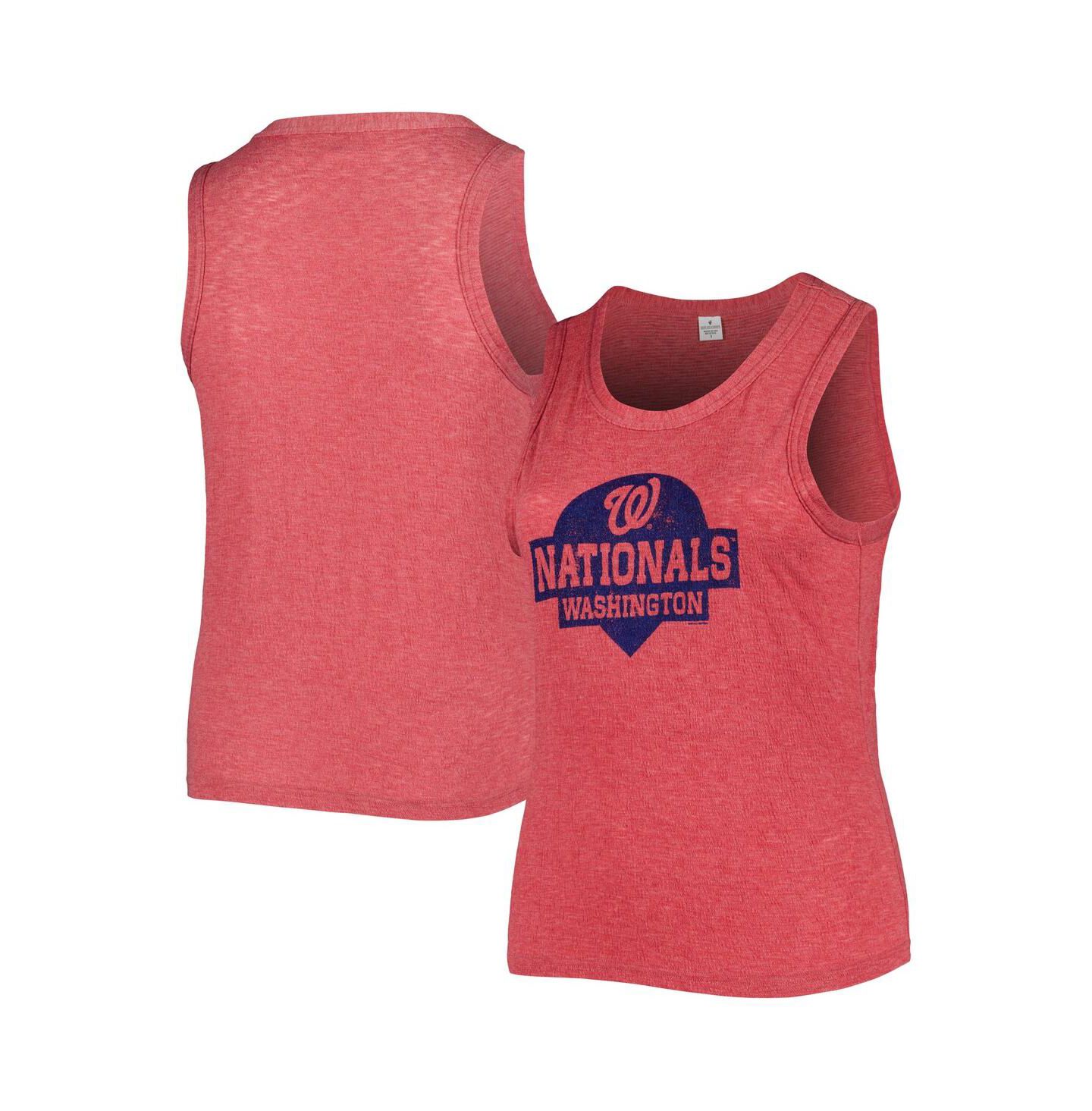 Женский топ Soft As A Grape Red Washington Nationals Plus Size High Neck Tri-Blend — фото 1
