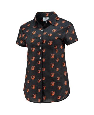 Women's Orange Baltimore Orioles Floral Button Up Shirt