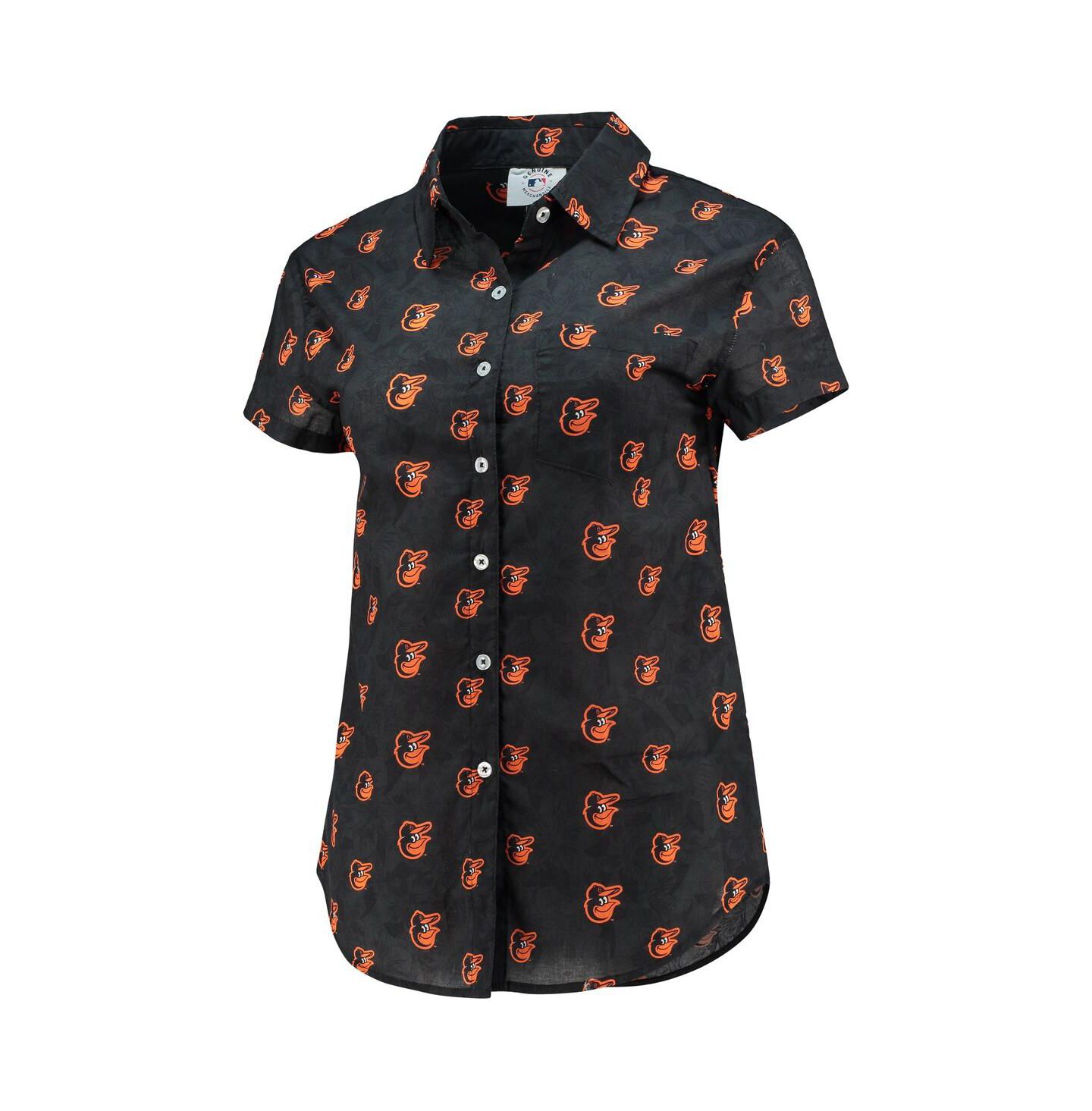 Женская рубашка FOCO Orange Baltimore Orioles Floral Button Up — фото 2