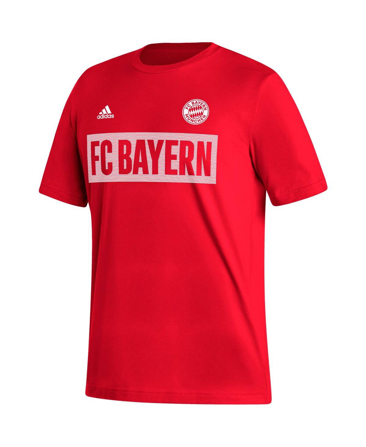 Adidas Men'sBayern Munich Culture Bar T-Shirt - Red