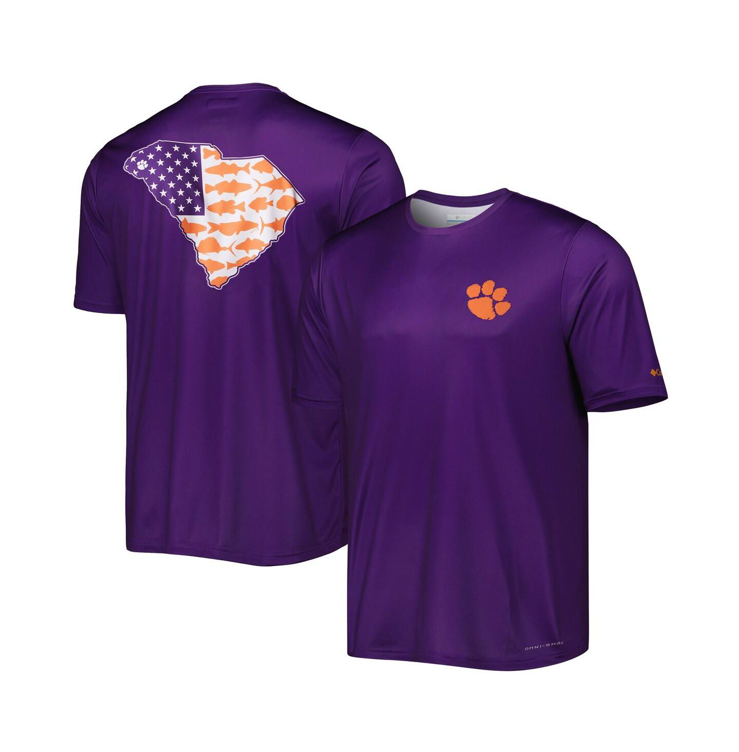 Мужская футболка Columbia Purple Clemson Tigers Terminal Tackle State Omni-Shade — фото 1