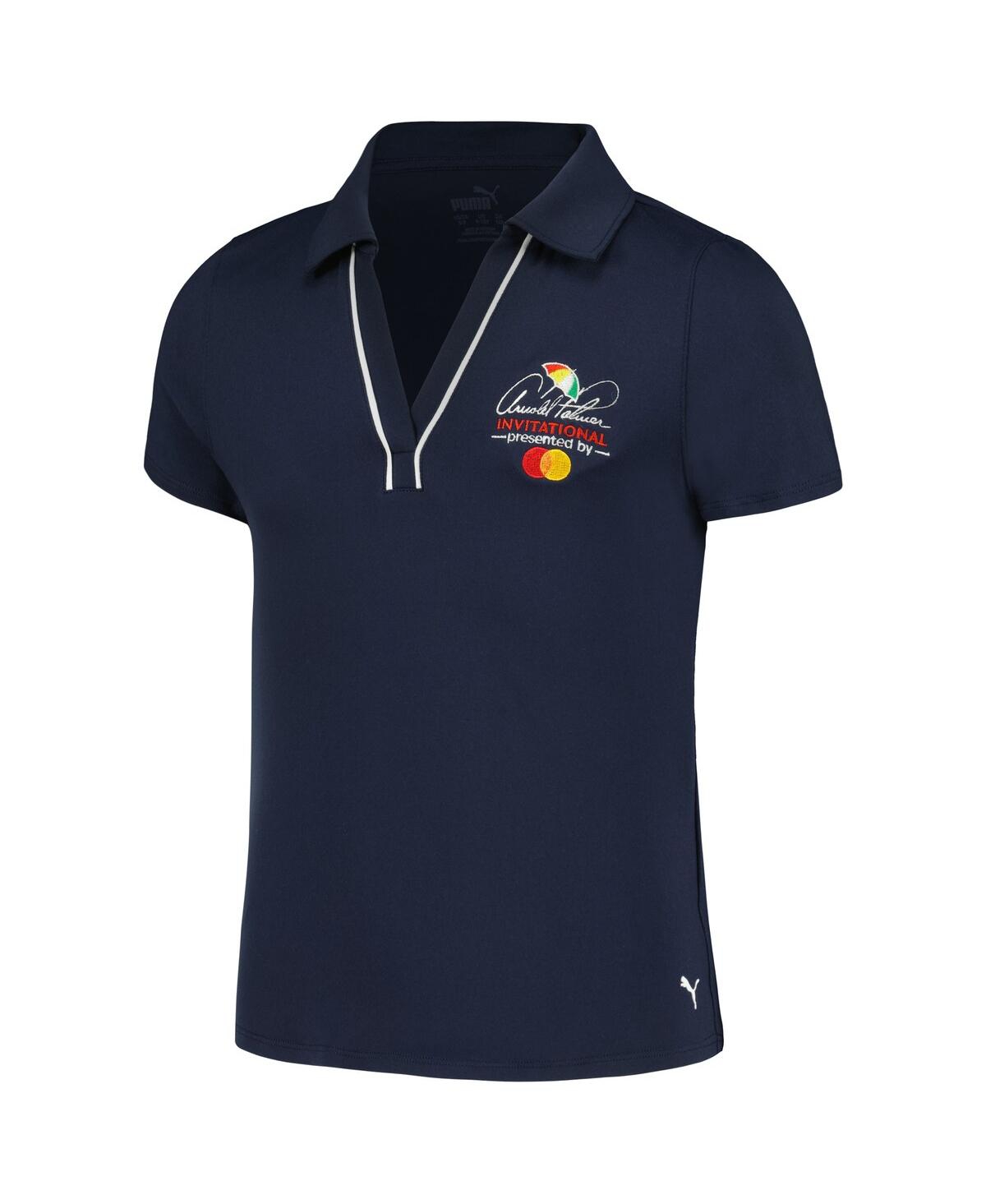 Puma Big Boys And Girls Navy Arnold Palmer Invitational Piped Cloudspun V-neck Polo In Navy