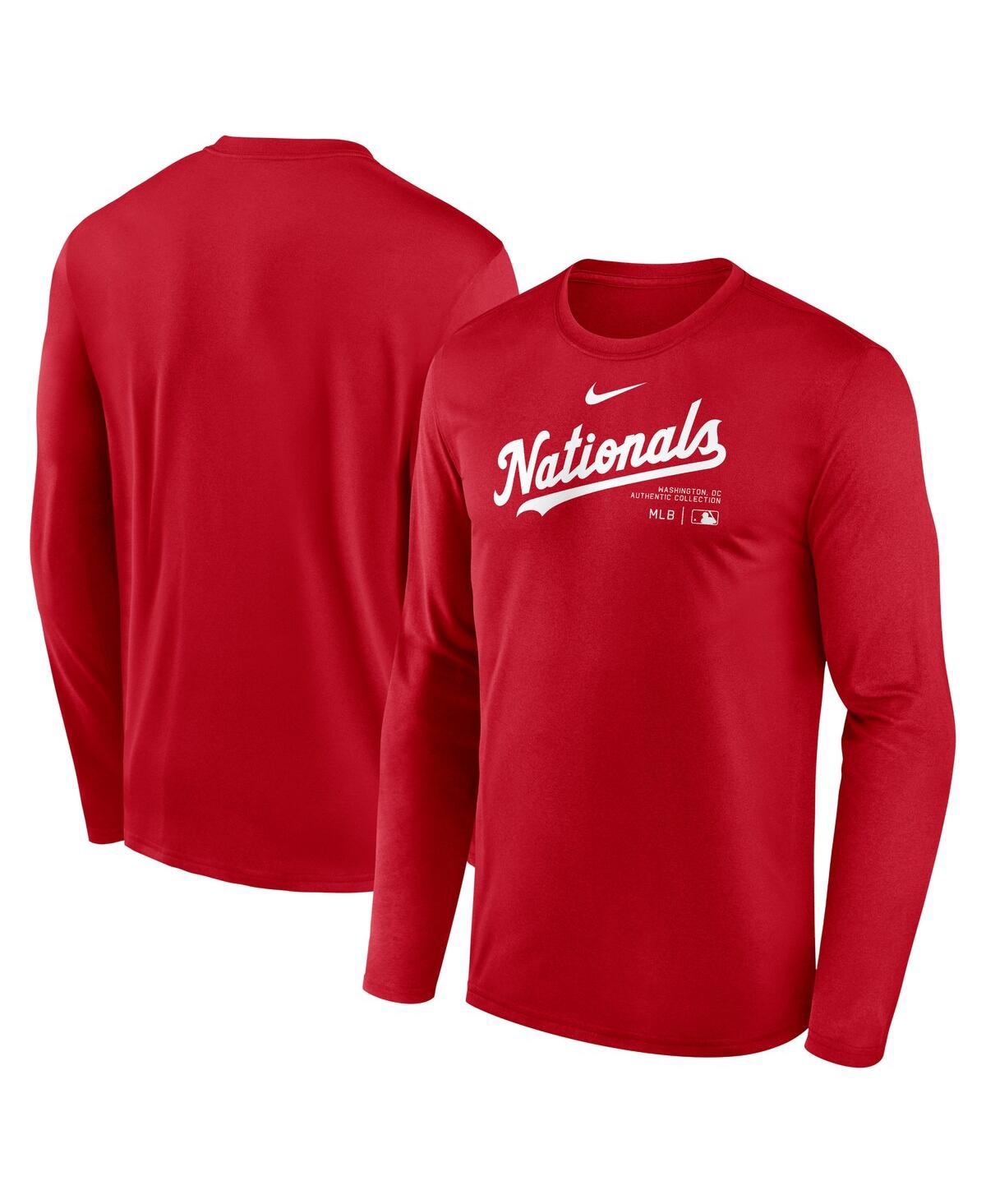 Nike Men's Red Washington Nationals Authentic Collection Practice Performance Long Sleeve T-shirt In Red