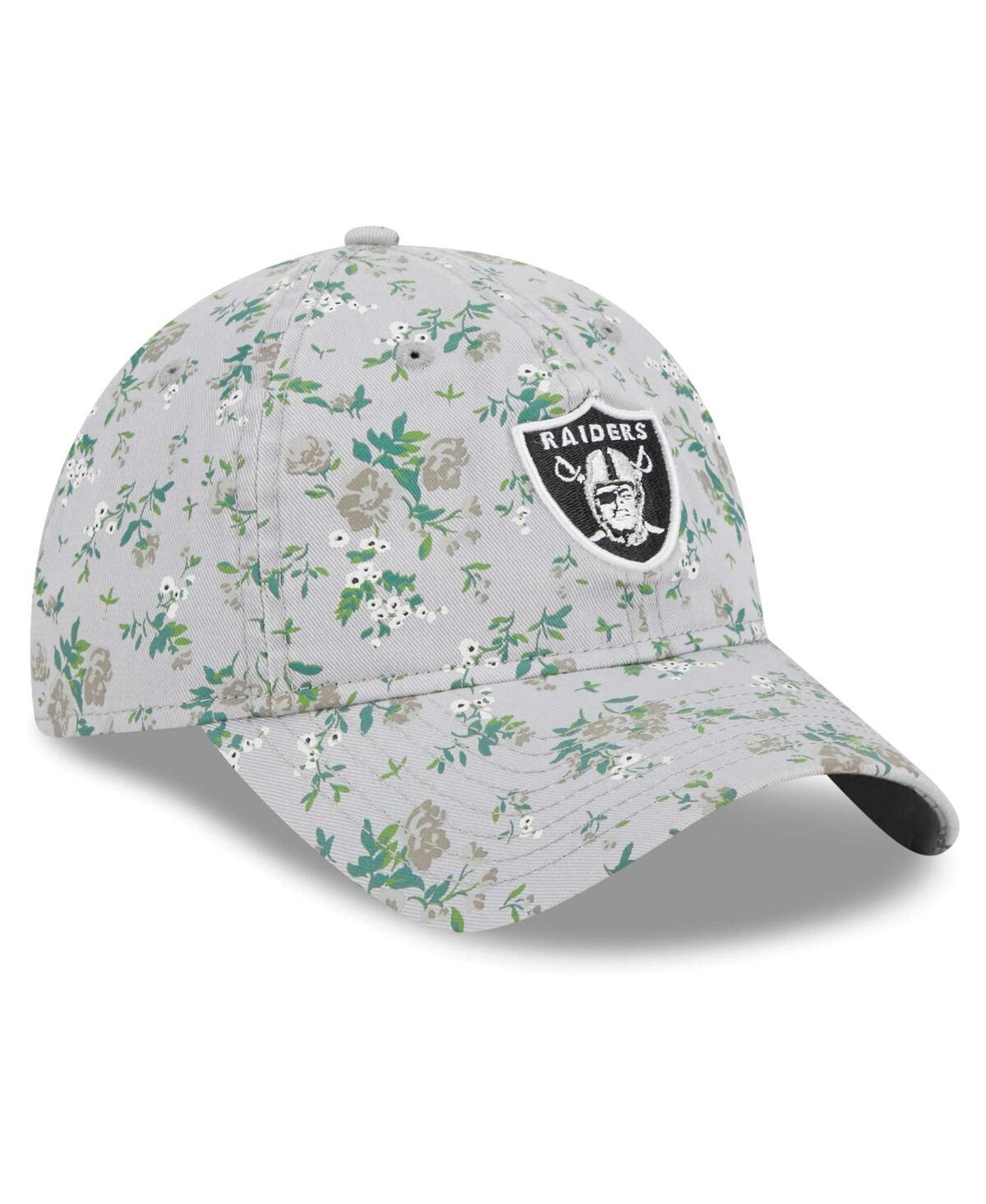 New Era Big Boys And Girls Gray Las Vegas Raiders Bouquet 9twenty Adjustable Hat In Gray