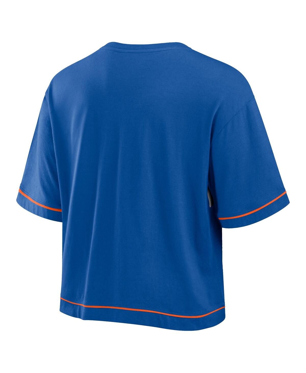 Fanatics Women's Royal Florida Gators Home Team Bold Fashion Modest V-neck Cropped T-shirt In Royal,white
